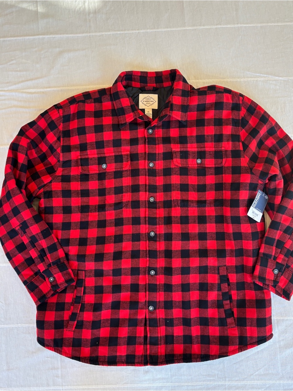 St. John’s Bay Buffalo‎ Plaid Quilted Shirt Jacket Shacket XXL NWT Red Black